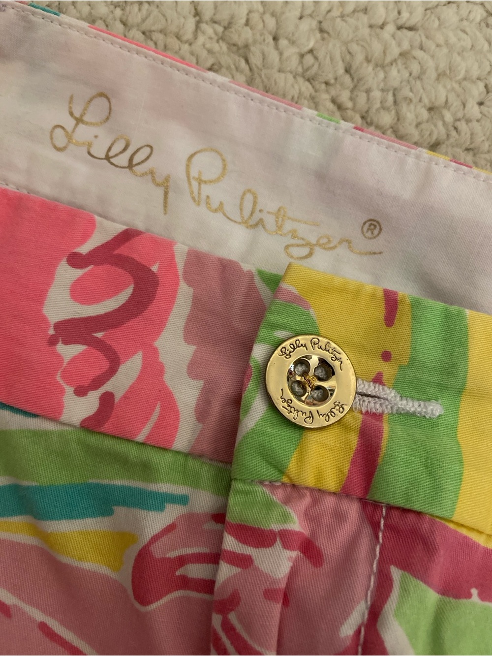 Lilly Pulitzer Callahan Shorts 5” All Nighter Flamingo Pink Green Paisley sz 12 - Picture 2 of 5